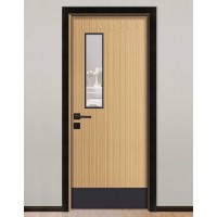 Aluminum frame composite panel commerical flush wooden doors entrance security wood door