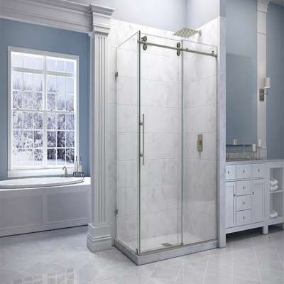 Simple Free Standing Glass Shower Enclosure Reversible Glass Sliding Shower Room for Bathroom