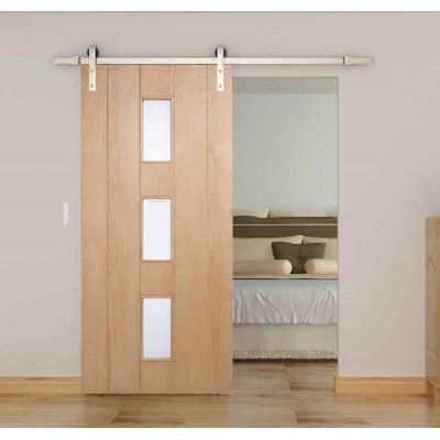 panels pine wood varnish hotel door slab with stainless steel sliding door hardware