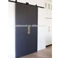 Japan Plank style waves interior double flush door slab with barn door hardware