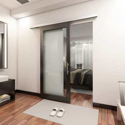 interior solid  elgent 6.6 FT aluminium sliding wood door system