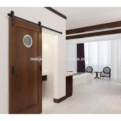 One tempered glass circular panels stained veneer wood glazed door slab