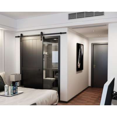 black Sliding Barn door system with lock used for Marriott Hotel