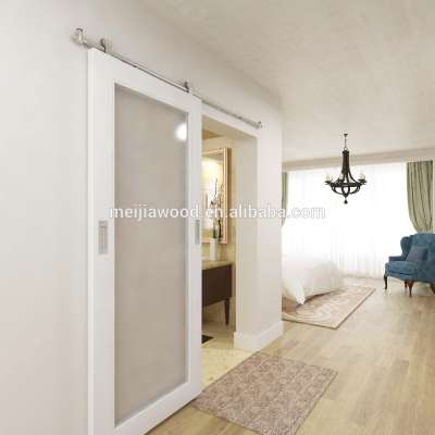 Full lite wood glass barn door sliding with stainless steel hardware