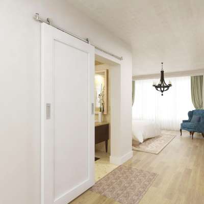 Good Quality Hampton Inn Hotel White Sliding Barn Door Without Mirror